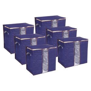 6pcs Clothes Comforters Storage Bag Folding Containers with Zipper Pink